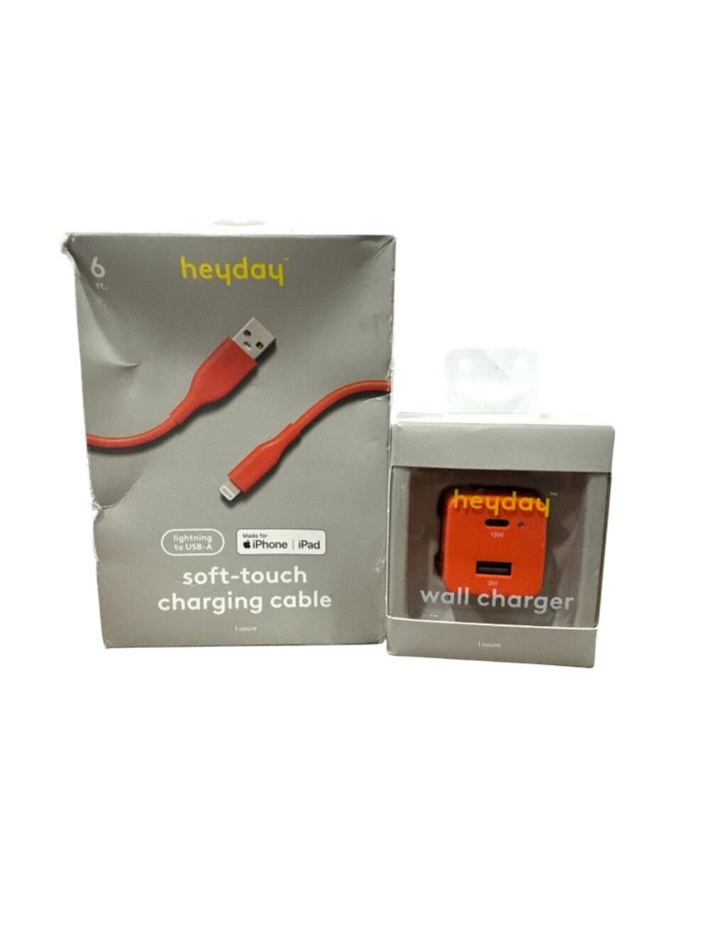 Heyday 6 Ft Lightning To USB-A Soft-Touch Charging Cable & Wall Charger Set